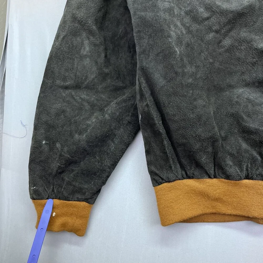 Vintage Tuskany Leather brown black patch pattern bomber jacket XL‎ - No ZIP